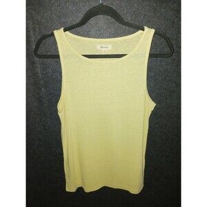 Madewell Tank Top Tee Womens XS Light Yellow Linen Blend Sleeveless Extra Small